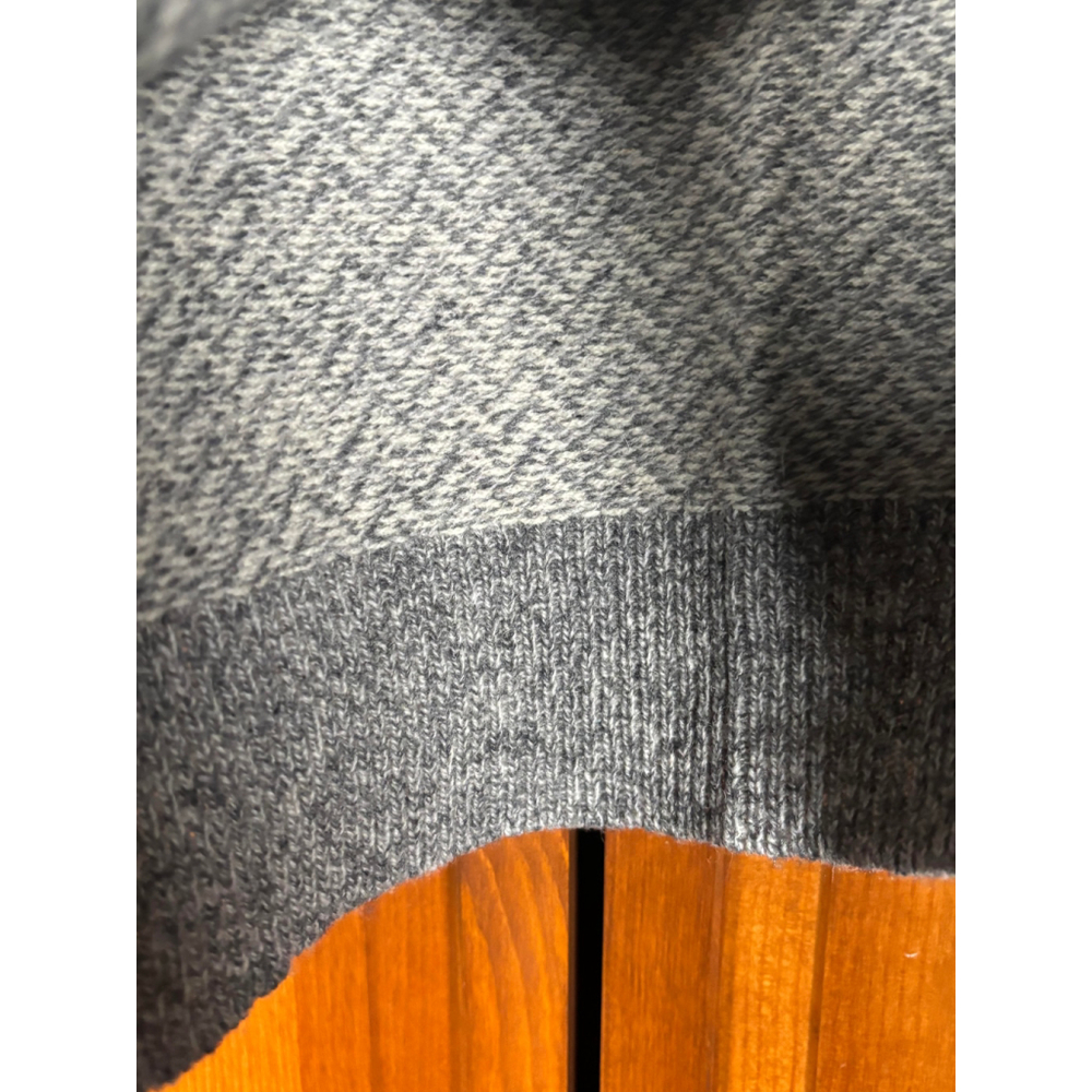 J Crew Herringbone Sweater Chevron Pullover Knit Lambswool Raglan Sleeve Gray L - Picture 6 of 11